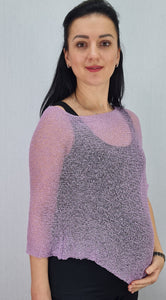 Crochet Lace Knit Small Poncho - Lilac