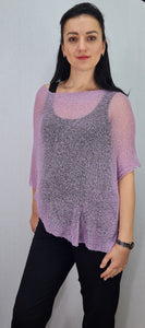 Crochet Lace Knit Small Poncho - Lilac