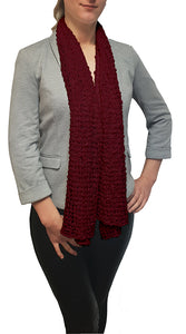 Popcorn Style Crochet Poncho - Burgundy