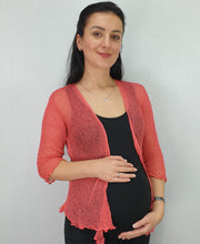 Load image into Gallery viewer, Crochet Lace Net Shrug - Coral
