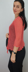 Crochet Lace Net Shrug - Coral