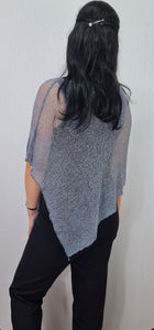 Crochet Lace Knit Small Poncho - Dark Grey