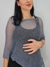 Load image into Gallery viewer, Crochet Lace Knit Small Poncho - Dark Grey
