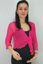 Load image into Gallery viewer, Crochet Lace Net Shrug - Hot Pink
