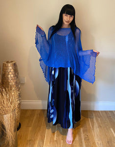 Crochet Lace Knit Batwing Poncho - Royal