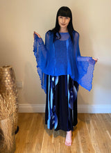 Load image into Gallery viewer, Crochet Lace Knit Batwing Poncho - Royal
