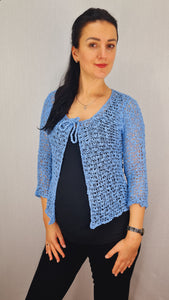 Popcorn Style Cardigan - Mid Blue