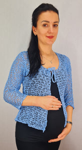 Popcorn Style Cardigan - Mid Blue