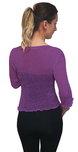 Plus Size Crochet Lace Net Shrug - Purple