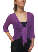 Load image into Gallery viewer, Plus Size Crochet Lace Net Shrug - Purple
