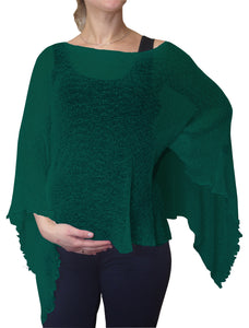 Crochet Lace Knit Batwing Poncho - Petrol Blue