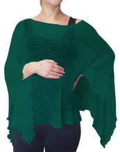 Load image into Gallery viewer, Crochet Lace Knit Batwing Poncho - Petrol Blue
